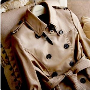 Leather trench - khaki, beige